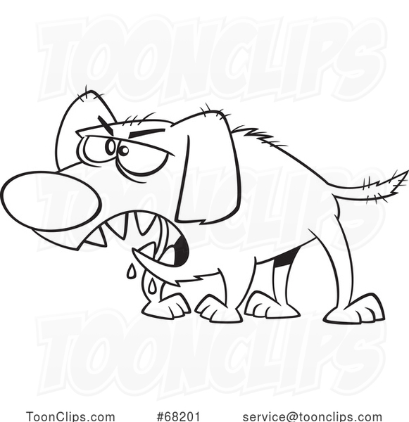 Cartoon Black and White Baskerville Hound Dog