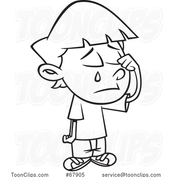 Cartoon Black and White Boy Crying #67905 by Ron Leishman