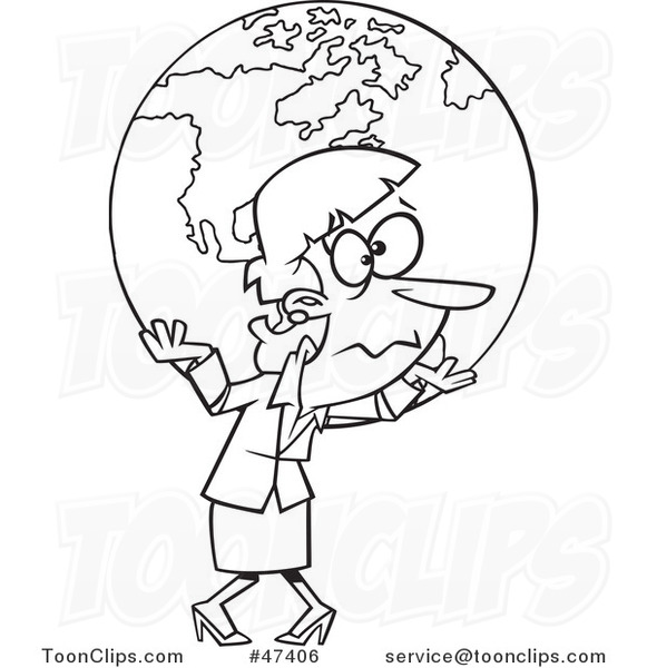 earth cartoon black and white