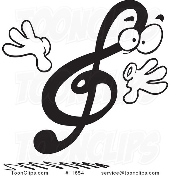 Cartoon Black and White Design of a Treble Clef #11654 by Ron Leishman