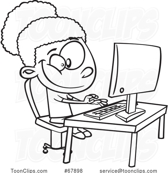 girl typing clipart