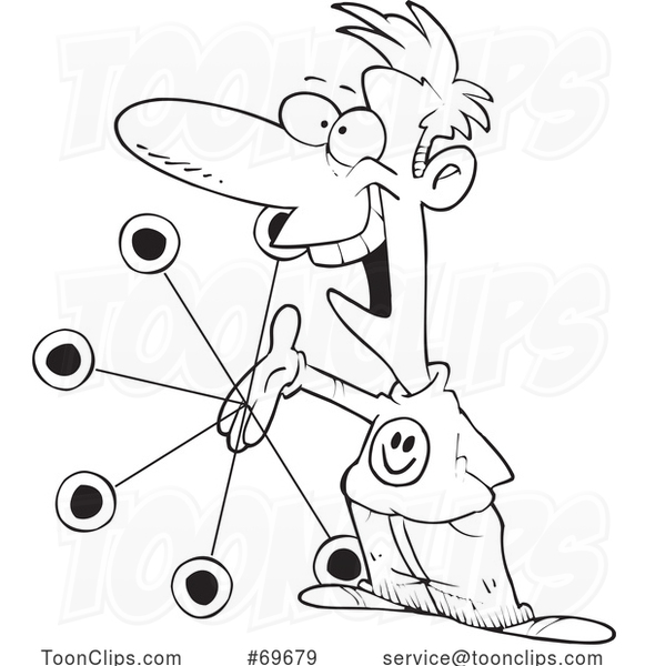 Cartoon Black and White Guy Playing with a Yoyo