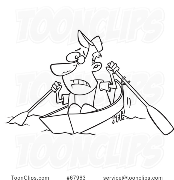 Cartoon Black and White Guy Rocking the Boat