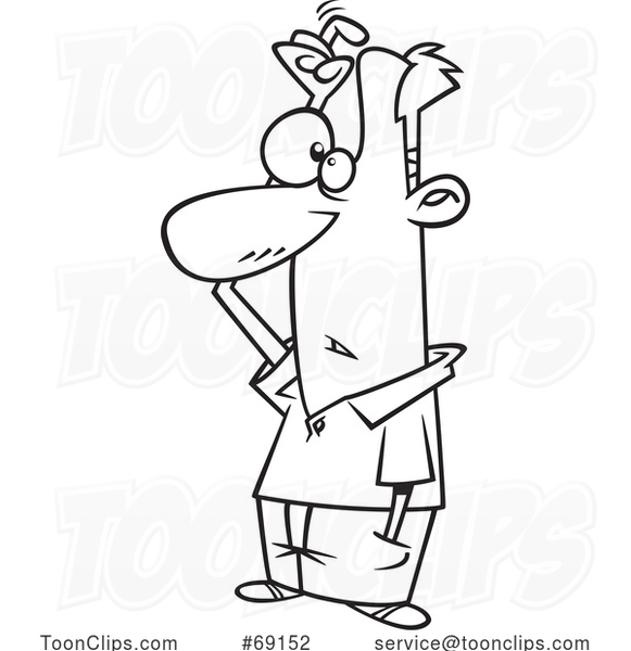 Cartoon Black and White Guy Scratching His Head #69152 by Ron Leishman