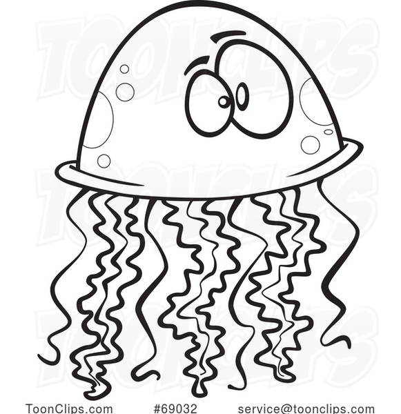 Cartoon Black and White Jellyfish