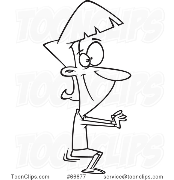 Cartoon Black and White Lady Doing Squats in an Office