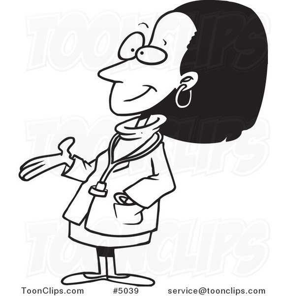 cartoon doctor black and white