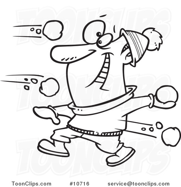 snowball fight clipart black and white school