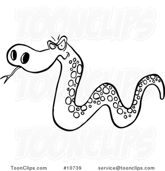 snake cartoon black and white