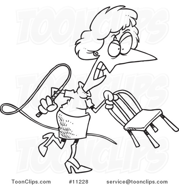 Cartoon Mean Business Woman with a Whip #11248 by Ron Leishman