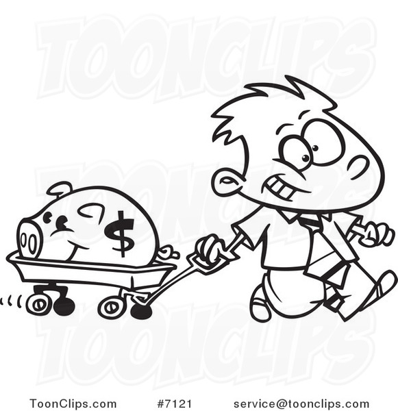 https://toonclips.com/600/cartoon-black-and-white-line-drawing-of-a-rich-boy-pulling-his-piggy-bank-in-a-wagon-by-toonaday-7121.jpg