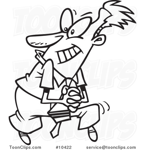 Cartoon Black and White Line Drawing of a Sneaky Business Man #10422 by ...