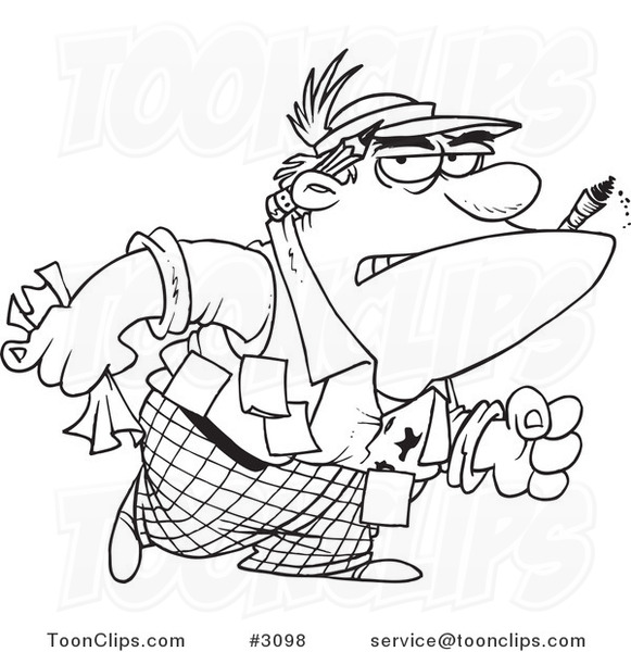 Cartoon Black and White Line Drawing of a Tough Editor #3098 by Ron Leishman