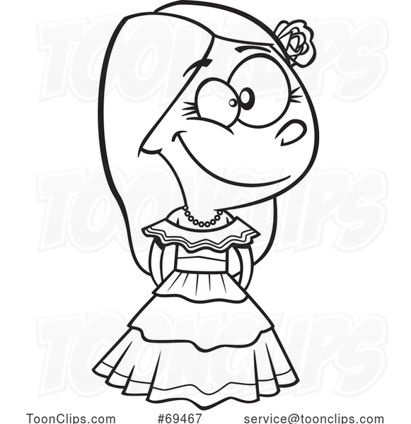 Cartoon Black and White Mexican Girl