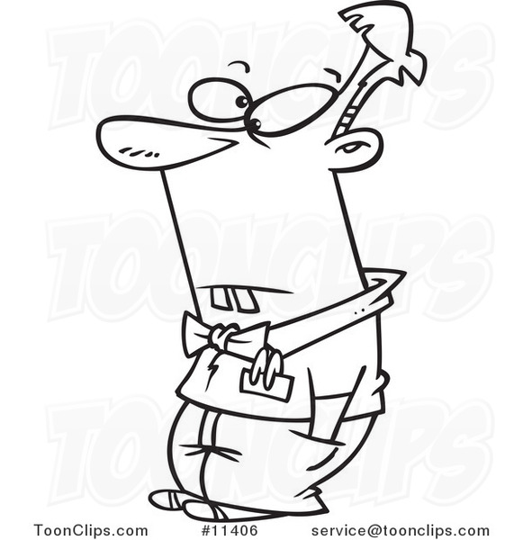 Cartoon Black and White Outline Design of a Buck Toothed Geek #11406 by ...