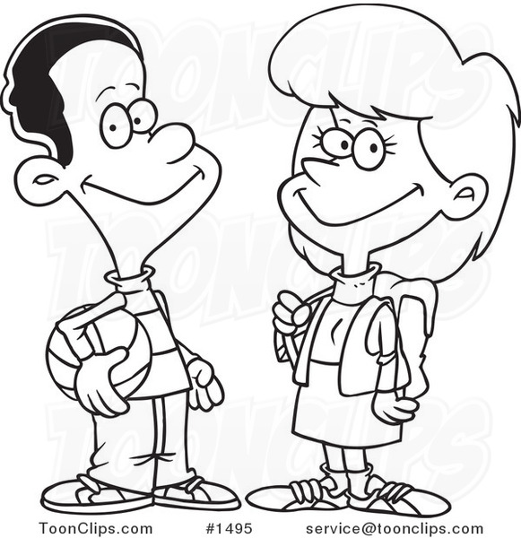boy and girl talking cartoon