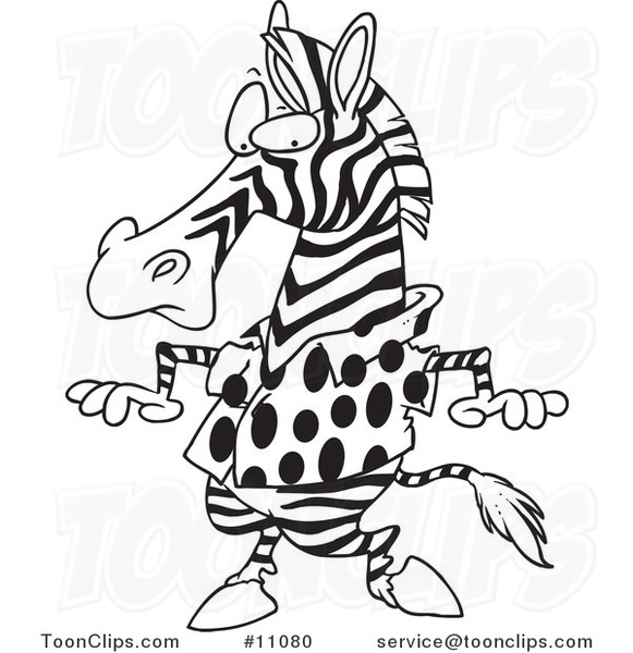 zebra cartoon black and white