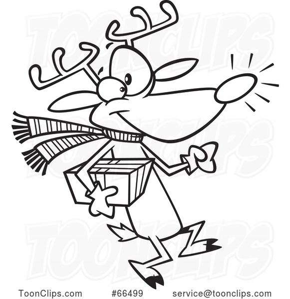 reindeer cartoon black and white