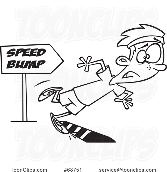 Cartoon Runner Boy Tripping over a Speed Bump by toonaday #1698657