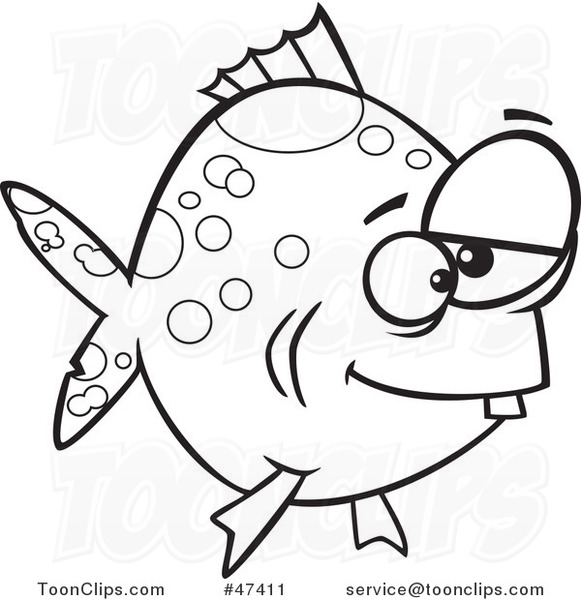 Cartoon Black and White Spotted Dopey Fish