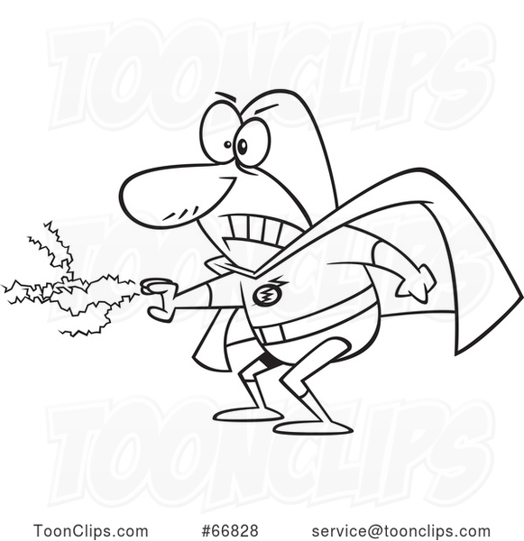 Cartoon Black and White Super Villain with Electricity Shooting from His  Hand #66828 by Ron Leishman
