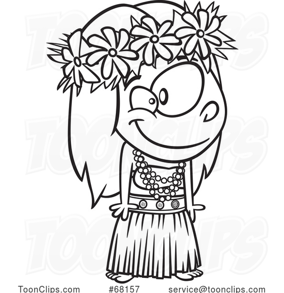 Cartoon Black and White Tahitian Girl