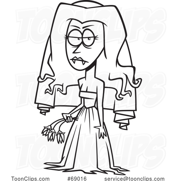 Cartoon Black and White Vampire Bride