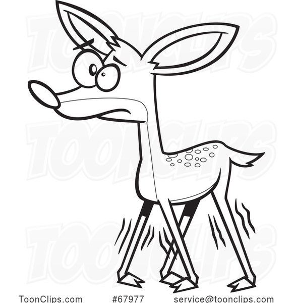 Cartoon Black and White Wobbly Fawn