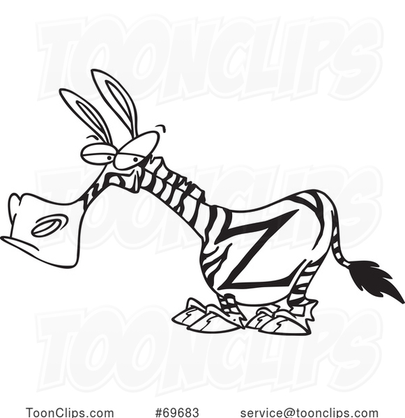 Cartoon Black and White Zebra with a Z Mark