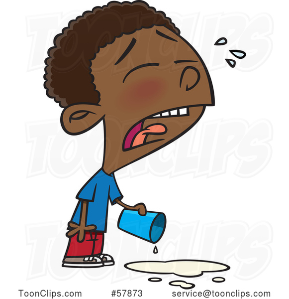 Cartoon Black Boy Crying over Spilled Milk #57873 by Ron Leishman