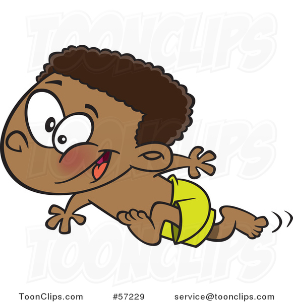 Cartoon Black Boy Running On A Beach 57229 By Ron Leishman