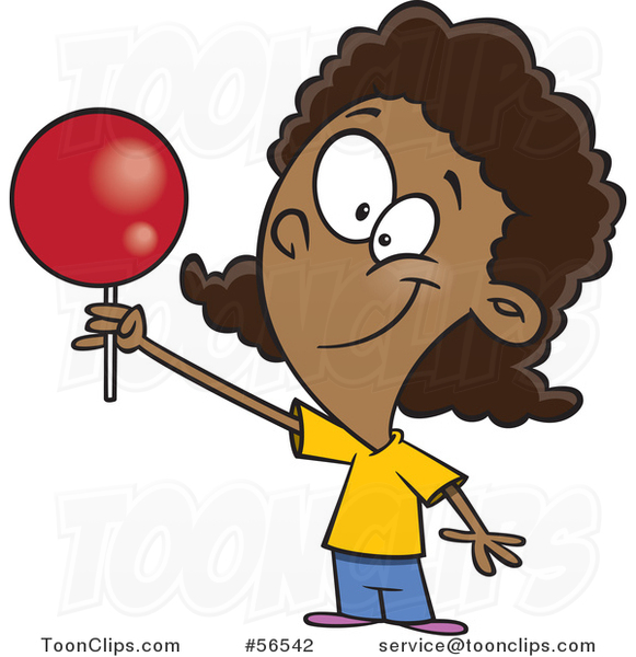 Cartoon Black Girl Holding up a Loli Pop