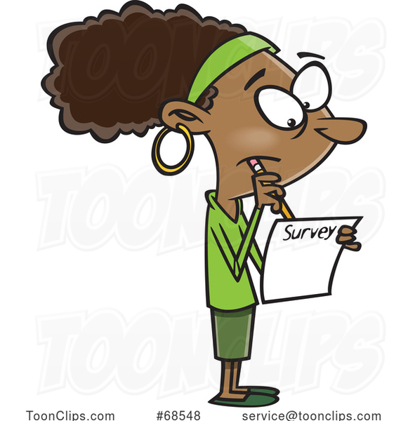 Cartoon Black Lady Taking a Survey
