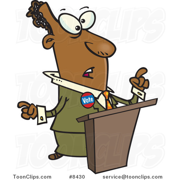 Cartoon Black Politician at a Podium