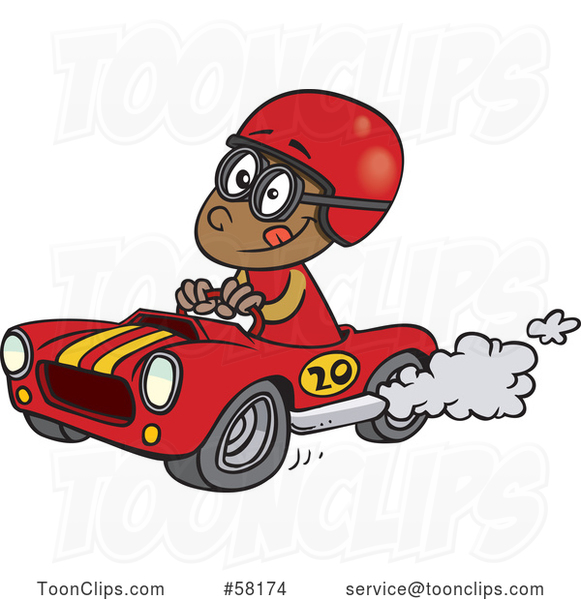 Cartoon Black Race Car Driver Boy #58174 by Ron Leishman