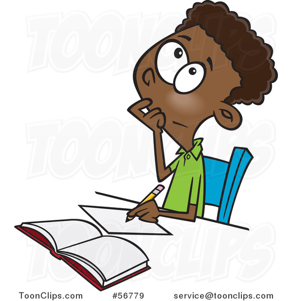 Cartoon Black School Boy Writing and Thinking While Figuring out a Math  Problem #56779 by Ron Leishman