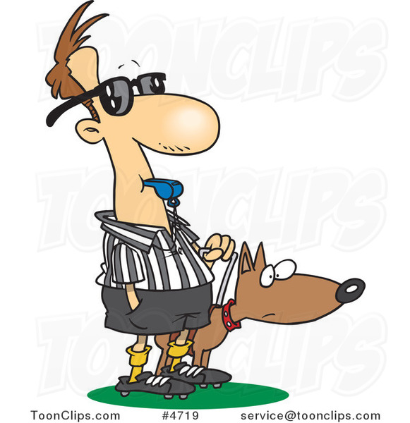 Cartoon Blind Referee with a Guide Dog