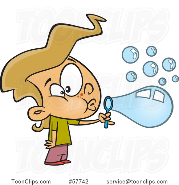 cartoon blowing bubbles