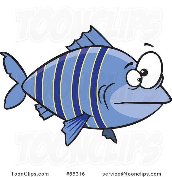 Cartoon Blue Striped Fish