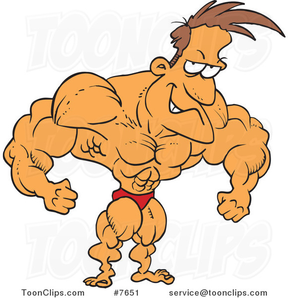 Cartoon Bodybuilder Flexing #7651 by Ron Leishman