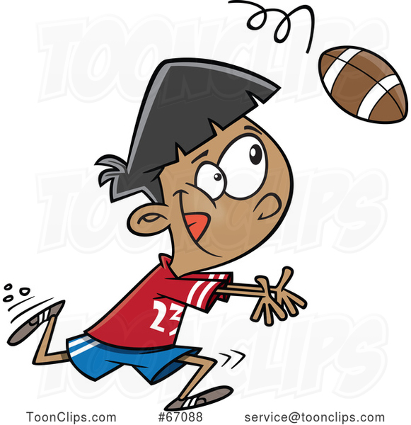 Cartoon Boy Catching a Football