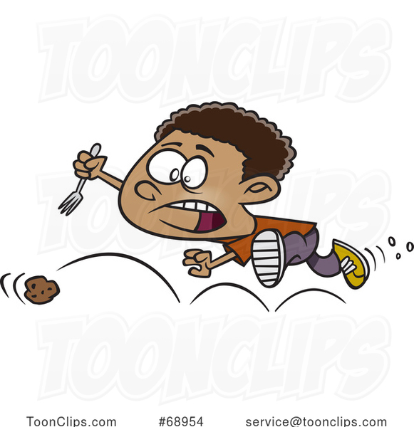 Cartoon Boy Chasing a Bouncing Meatball