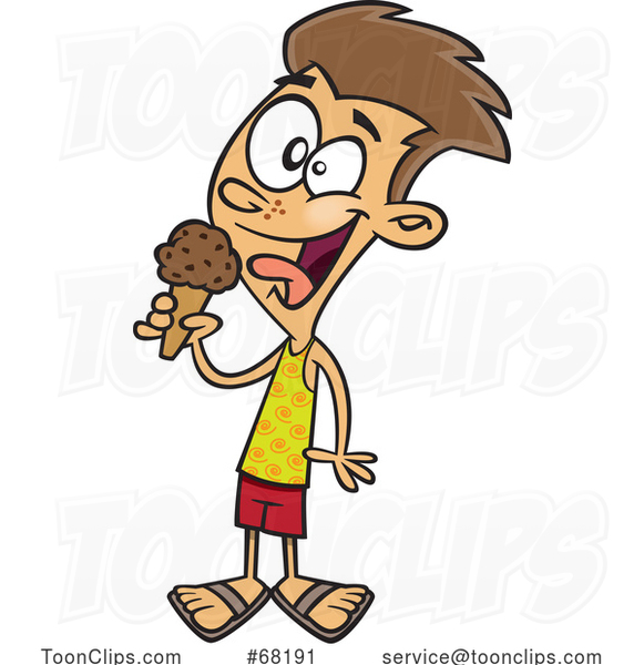 Cartoon Boy Eating Ice Cream