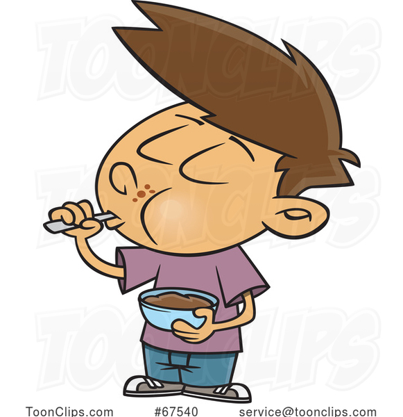 Cartoon Boy Eating Pudding