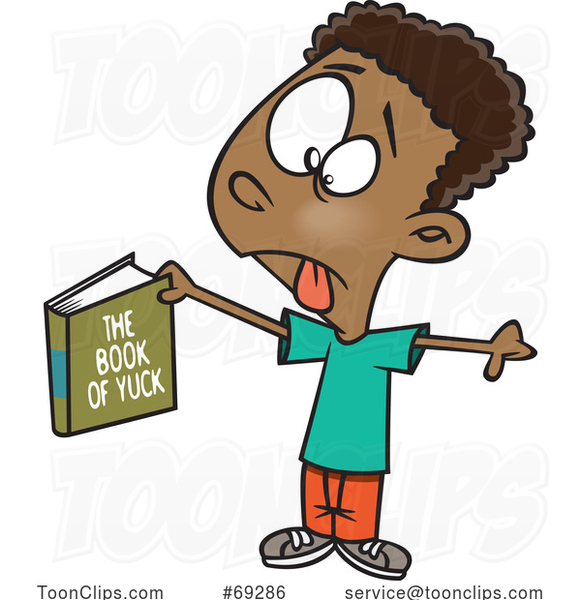 Cartoon Boy Holding the Book of Yuck