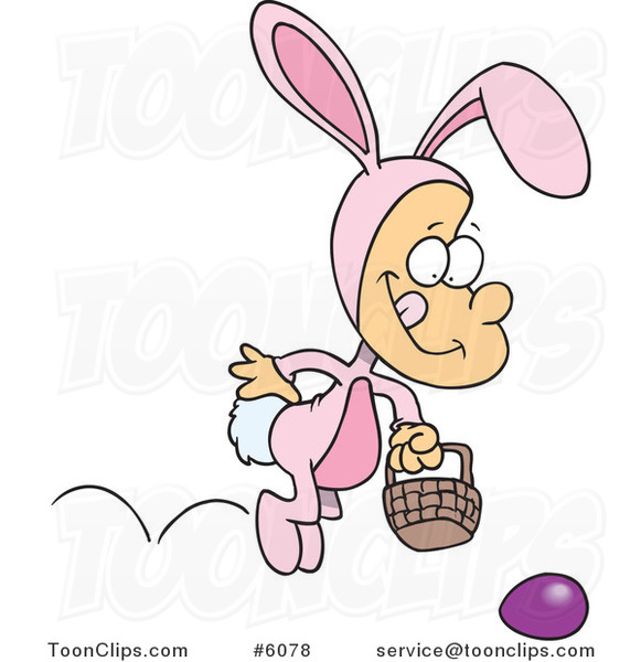 Cartoon Boy Hopping in an Easter Bunny Costume