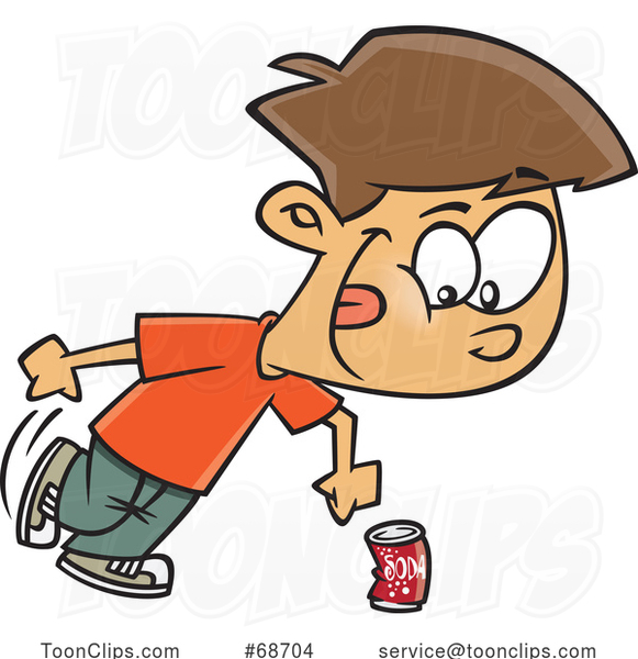 Cartoon Boy Kicking the Can
