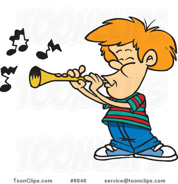 Cartoon Boy Playing a Clarinet
