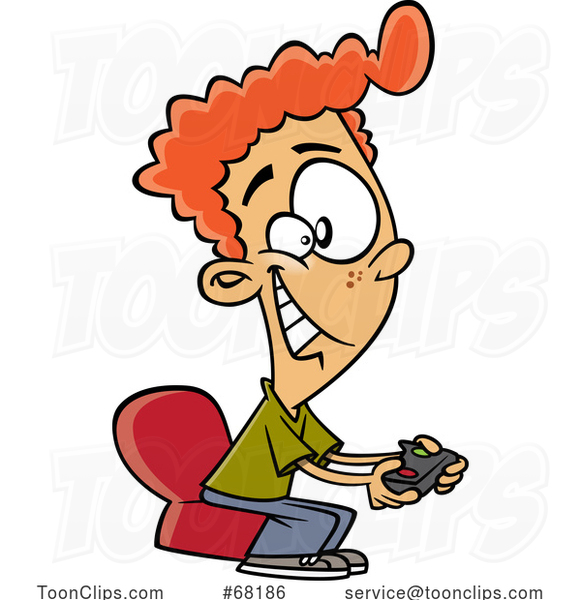 Cartoon Boy Playing a Video Game