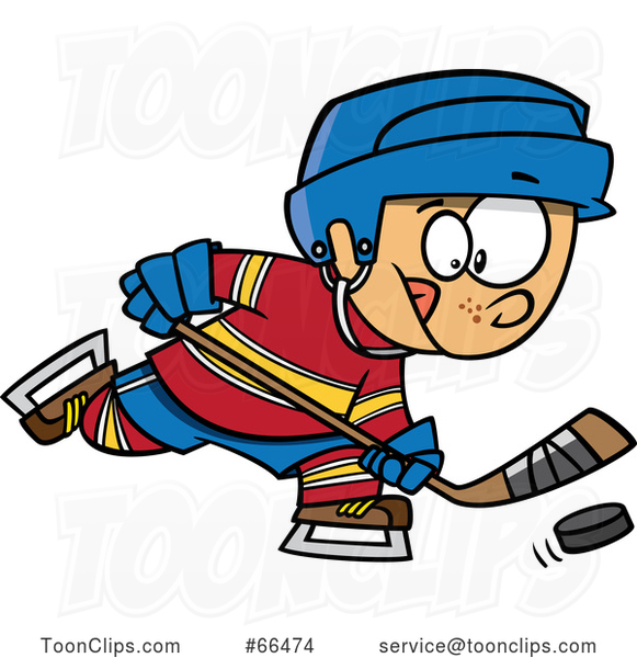 Cartoon Boy Playing Hockey